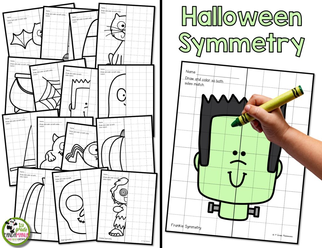 Have fun with Halloween symmetry with 15 different drawings for you to choose from depending on your students' skill levels!