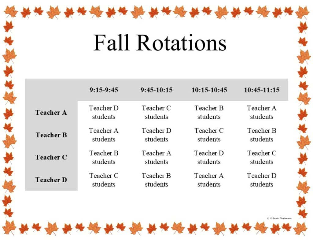 Fall Classroom Party Rotations