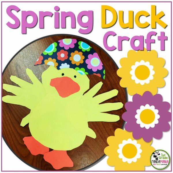 This Spring Craft for Kindergarten and 1st Grade duck with umbrella craft is perfect in March, April or May for prek, kindergarten, 1st and 2nd grades for spring, Easter, weather, or precipitation units!