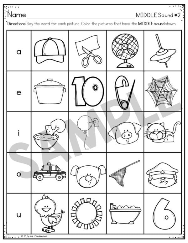 Middle Sounds Worksheets Phonics Activities 3