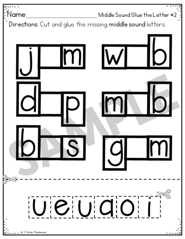 Middle Sounds Worksheets Phonics Activities 7