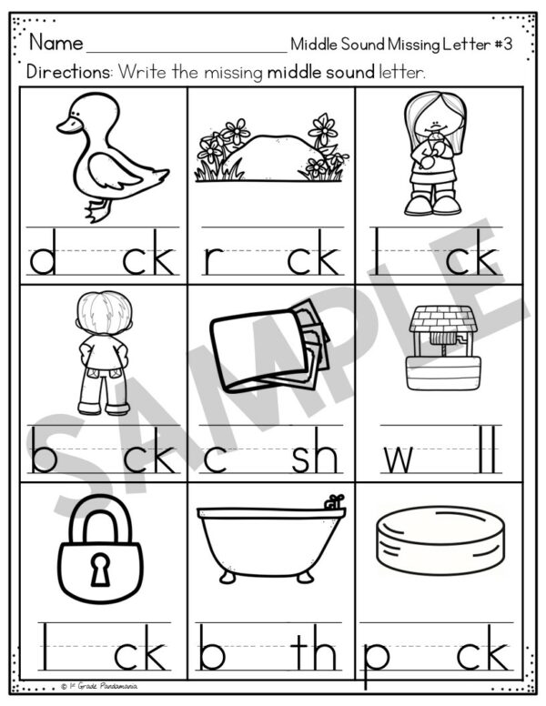Middle Sounds Worksheets Phonics Activities 8