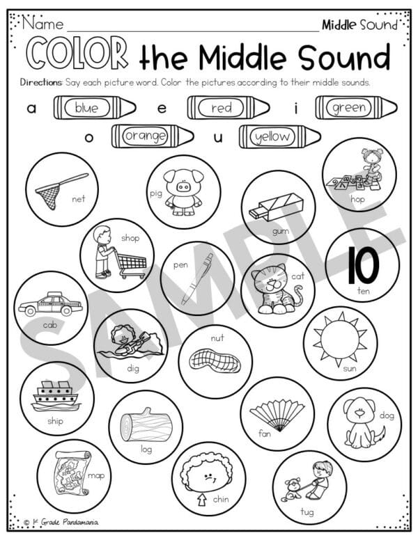 Middle Sounds Worksheets Phonics Activities 10