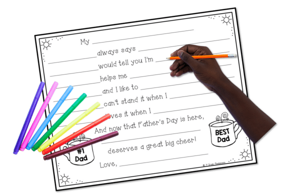 Father's Day FREE Writing Activity K-2 with FILLABLE PDF 2