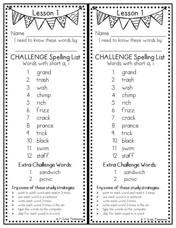 2nd Grade Spelling Lists (Challenge) aligned with HMH Journeys 4