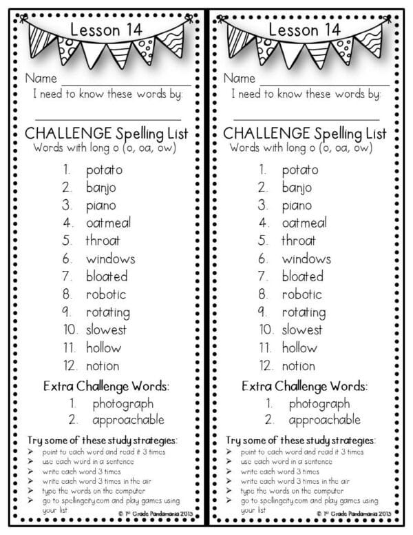 2nd Grade Spelling Lists (Challenge) aligned with HMH Journeys 3