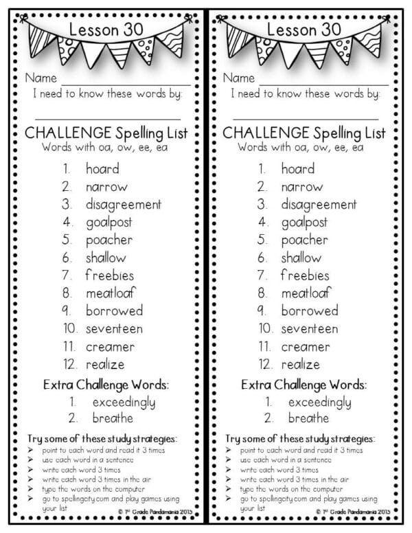 2nd Grade Spelling Lists (Challenge) aligned with HMH Journeys 2