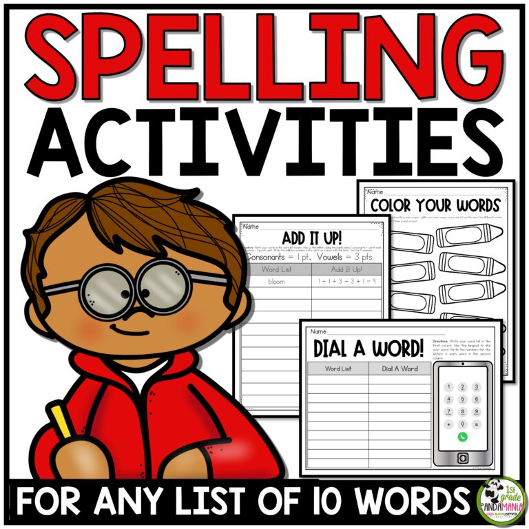 Use these Spelling Activities for Any List of 10 spelling, sight words, or vocabulary Words. Students just enter 10 words!