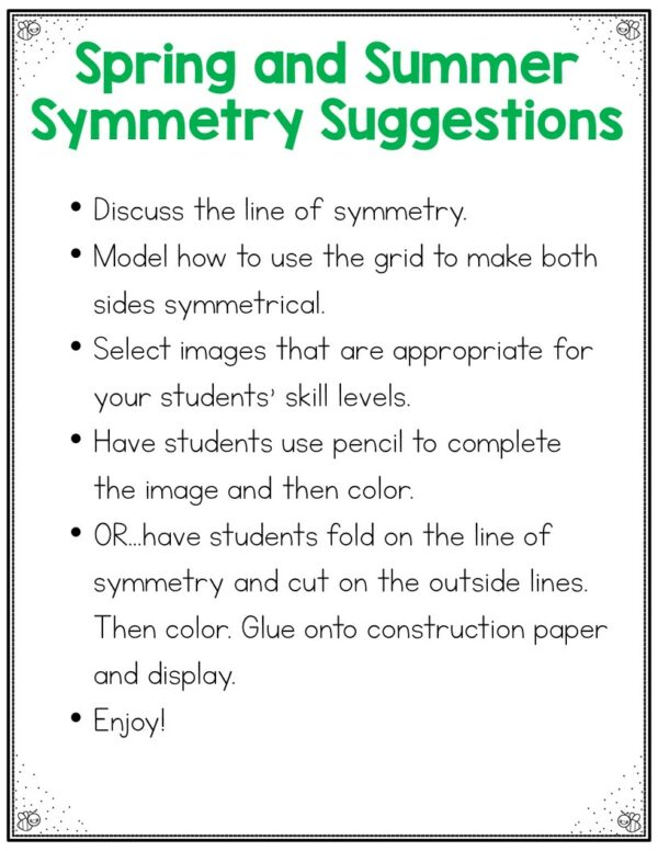 Symmetry Worksheets for spring and summer will keep your students engaged during testing, inside recess, or whenever at the end of this year.
