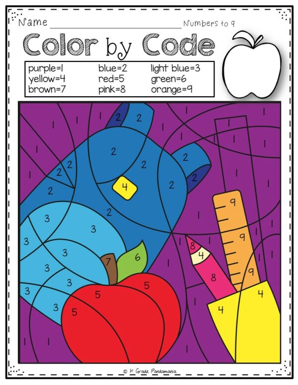 Use these Color by Number Math Worksheets for Back to School activities to practice beginning of the year math skills. Print and Go!