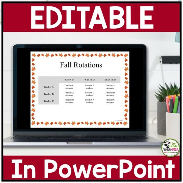 Fall Classroom Party Editable Rotations Schedule