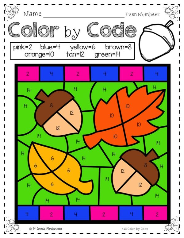 Use these fall themed color by number math worksheets to practice math skills. Print and go! Students love them and are engaged while practicing crucial math skills.