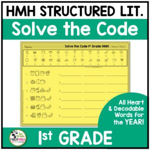 a yellow and green chart with images on it for a solve the code activity