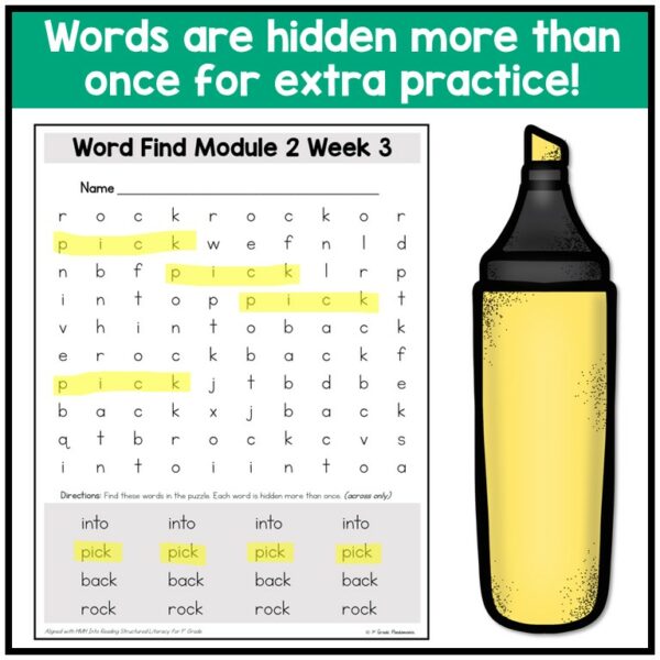 a yellow marker and a crossword puzzle