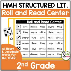 a structured literacy game with dice for a roll and read center