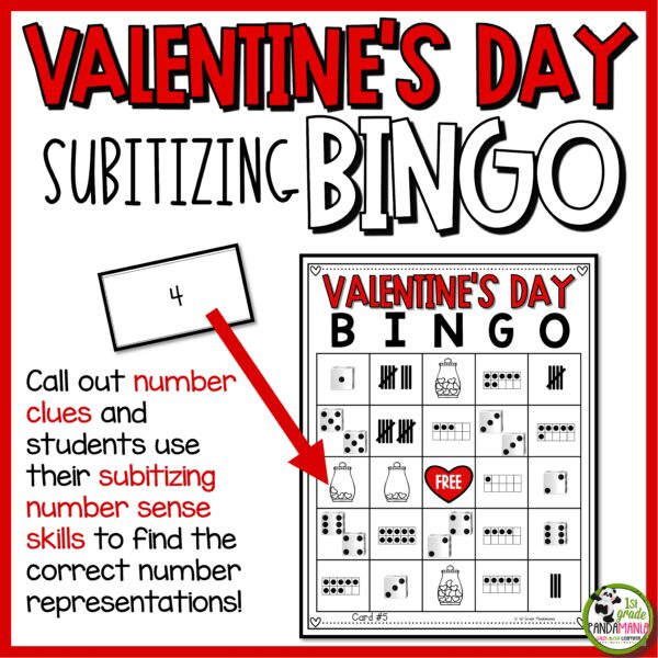 Valentine Subitizing Number Sense BINGO Numbers 1-10 Grades K-1 - Image 2