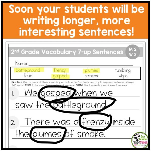 HMH Into Reading Structured Literacy 2nd Grade Vocabulary Sentence Writing 7-up Sentences - Image 4