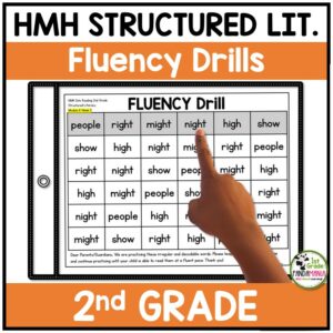 a student hand reading fluency drills